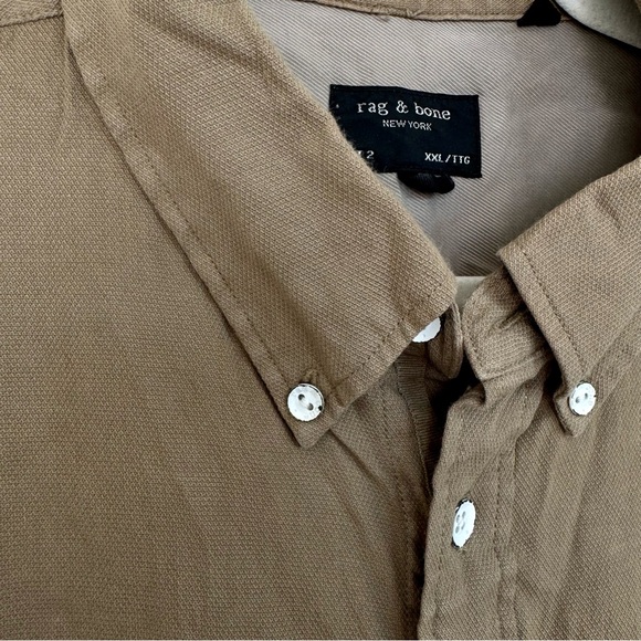 Rag & Bone Men’s Fit 2 Long Sleeve Button Down Collared Shirt in Tan Olive Beige - Picture 14 of 16